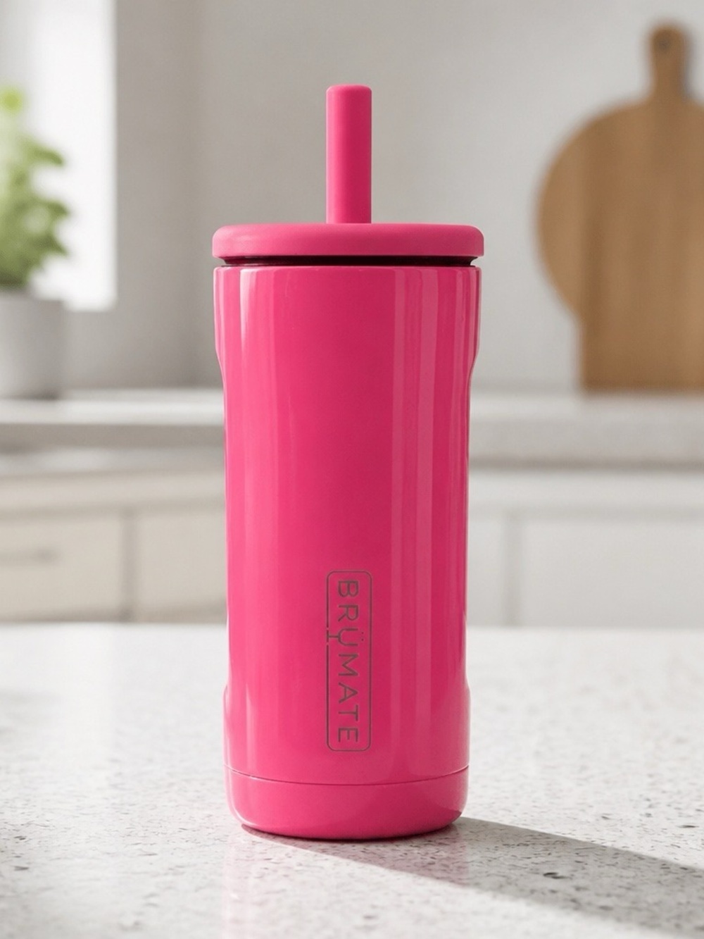 BrüMate Pink Insulated Water Bottle with Straw Lid 12 Oz